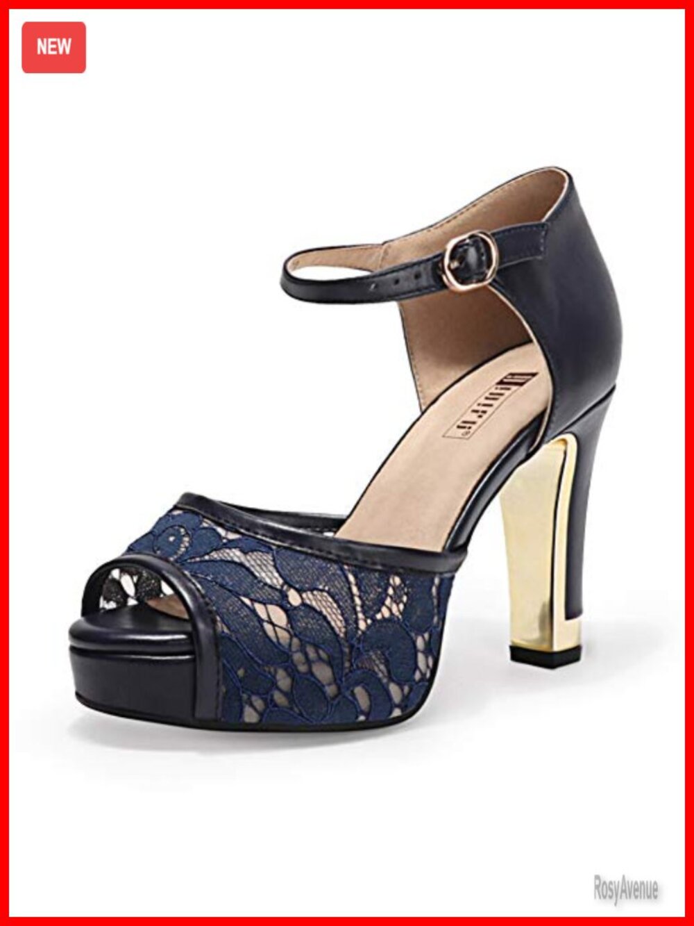 IDIFU Women's Platform Peep Toe Lace Chunky High Heel Sandals